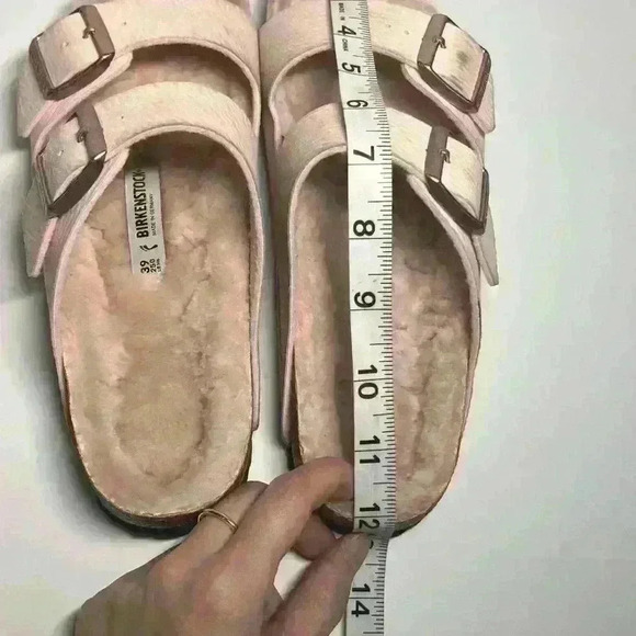 Birkenstock Arizona Microfiber Shearling Sandals Desert Dust Light Rose Sz 39 - Picture 10 of 10